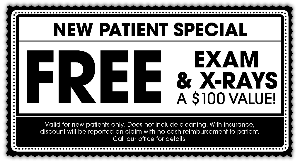 New patient special coupon for Free Exam & X-Rays
