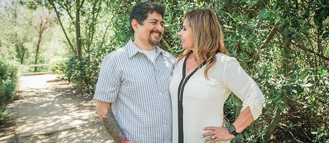 Middle-aged couple with dental veneers