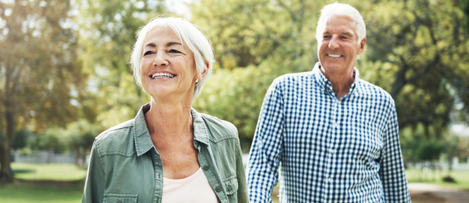 Elder couple with dentures